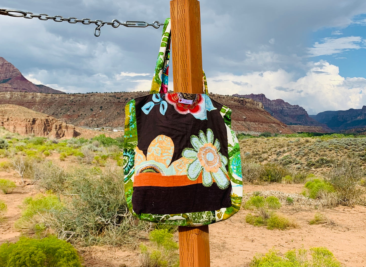 Embroidered Flower Tote Bag