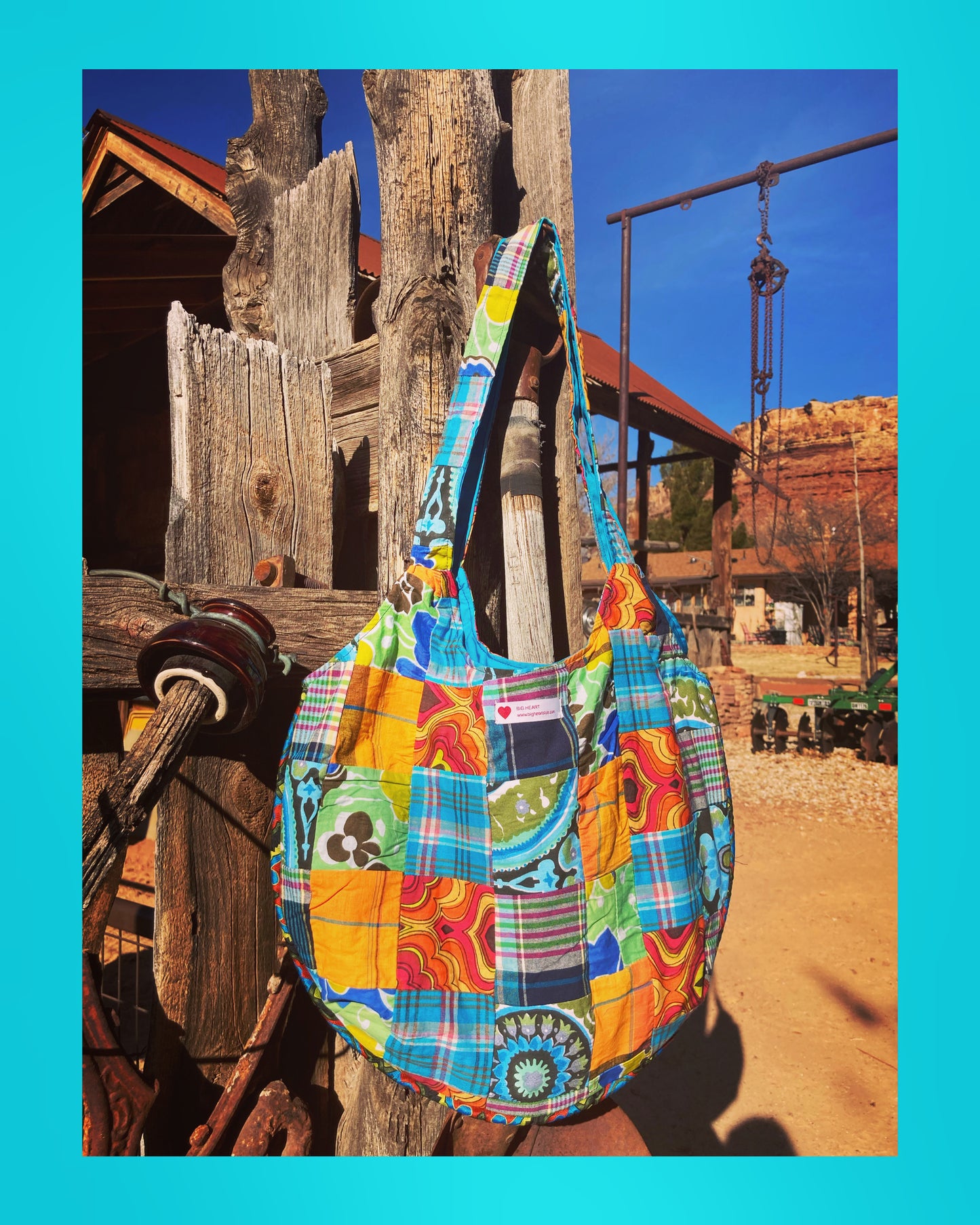 Blue Madras Hobo Tote Bag