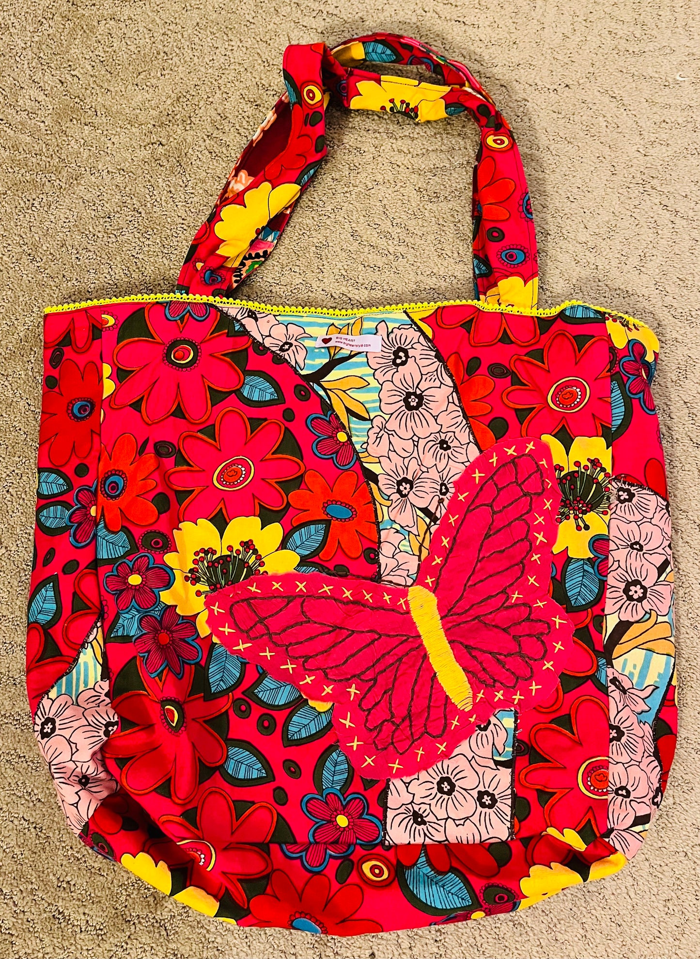 Embroidered Butterfly Tote Bag